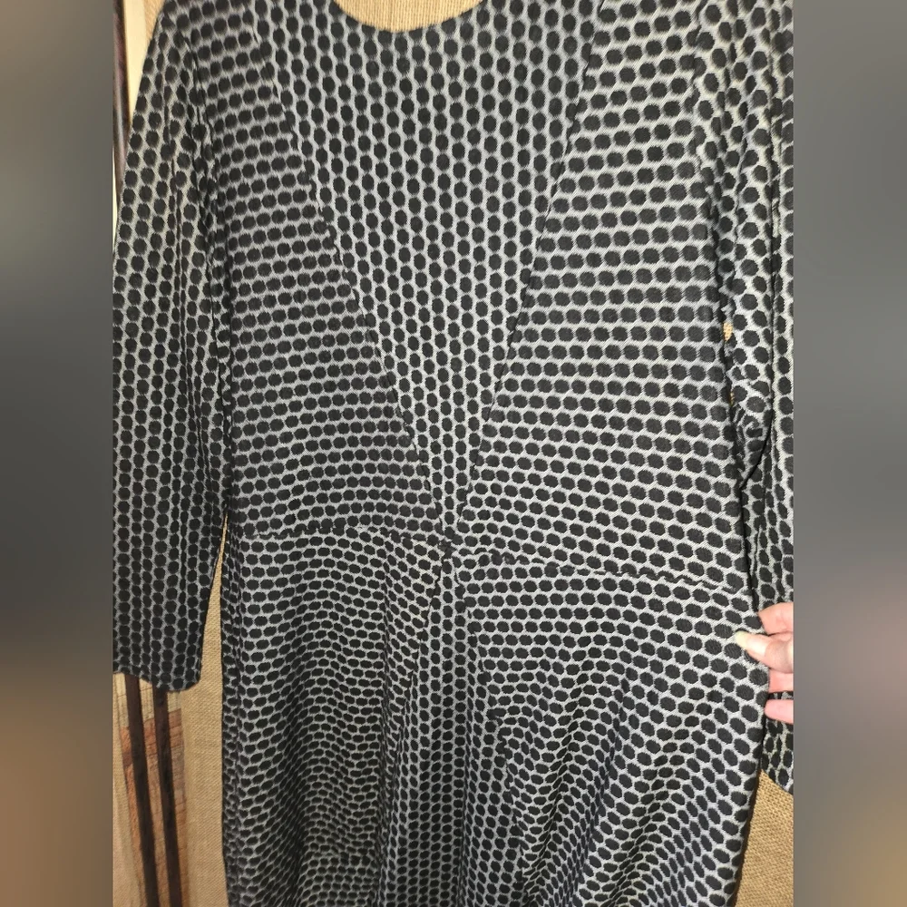 Women's Black/Gray Niche Nilgun Derman Geometric Dot Dress Size Large - Picture 6 of 10